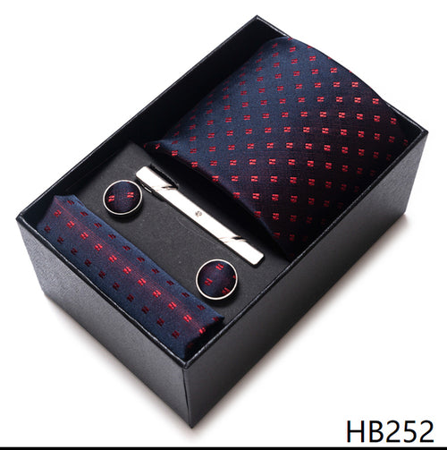 Colors Fashion Brand Tie Handkerchief Cufflink Set Necktie Box