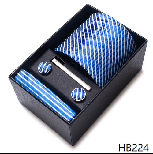 Colors Fashion Brand Tie Handkerchief Cufflink Set Necktie Box