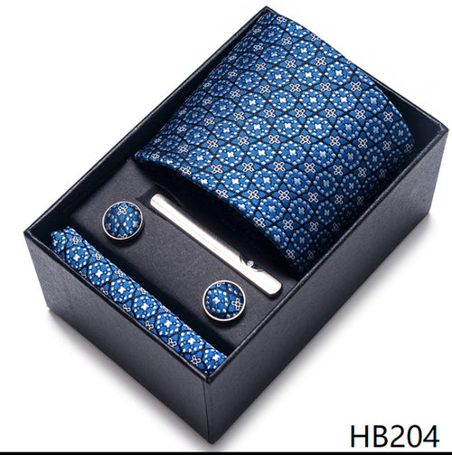 Colors Fashion Brand Tie Handkerchief Cufflink Set Necktie Box