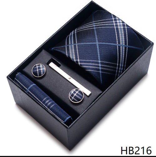 Colors Fashion Brand Tie Handkerchief Cufflink Set Necktie Box