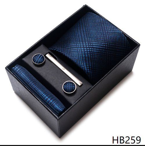 Colors Fashion Brand Tie Handkerchief Cufflink Set Necktie Box