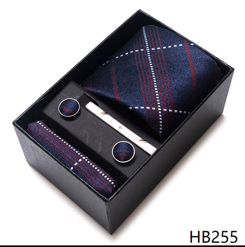 Colors Fashion Brand Tie Handkerchief Cufflink Set Necktie Box