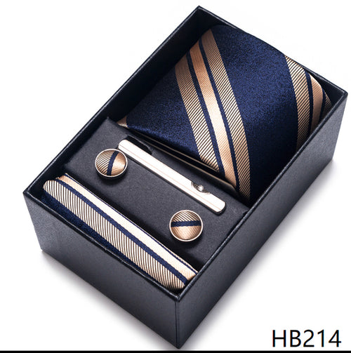 Colors Fashion Brand Tie Handkerchief Cufflink Set Necktie Box