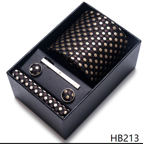 Colors Fashion Brand Tie Handkerchief Cufflink Set Necktie Box