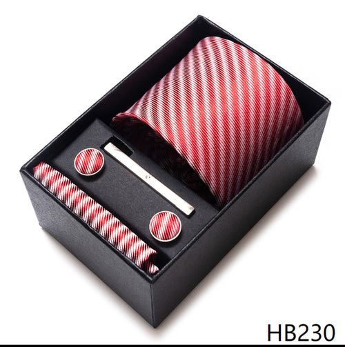 Colors Fashion Brand Tie Handkerchief Cufflink Set Necktie Box