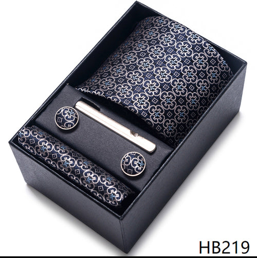 Colors Fashion Brand Tie Handkerchief Cufflink Set Necktie Box