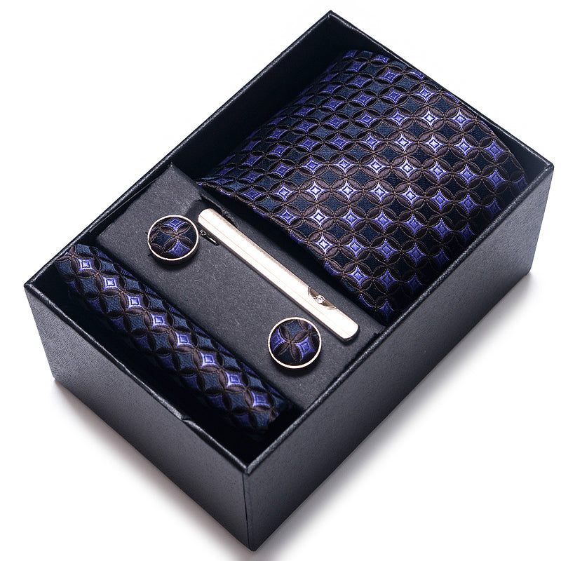 Colors Fashion Brand Tie Handkerchief Cufflink Set Necktie Box