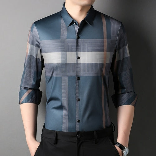 Camisa de rayas Slim Fit de lujo para hombre