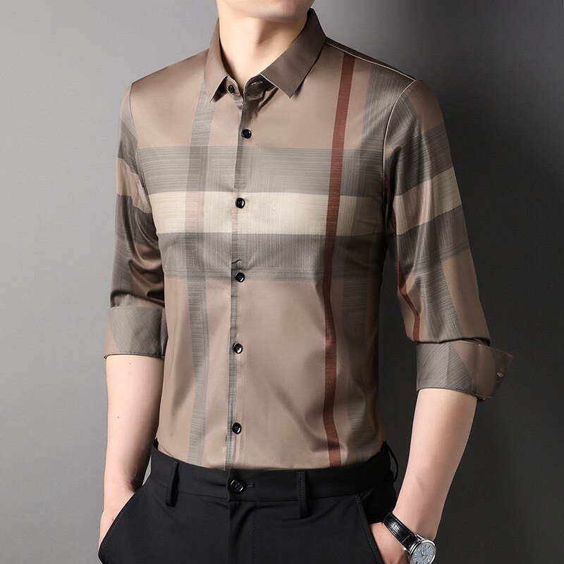 Camisa de rayas Slim Fit de lujo para hombre