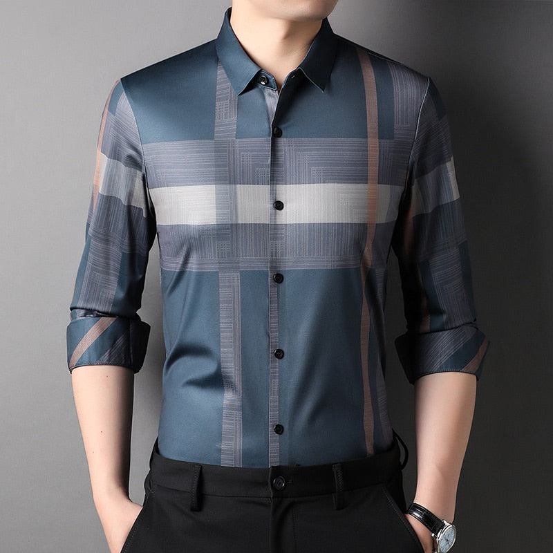 Camisa de rayas Slim Fit de lujo para hombre