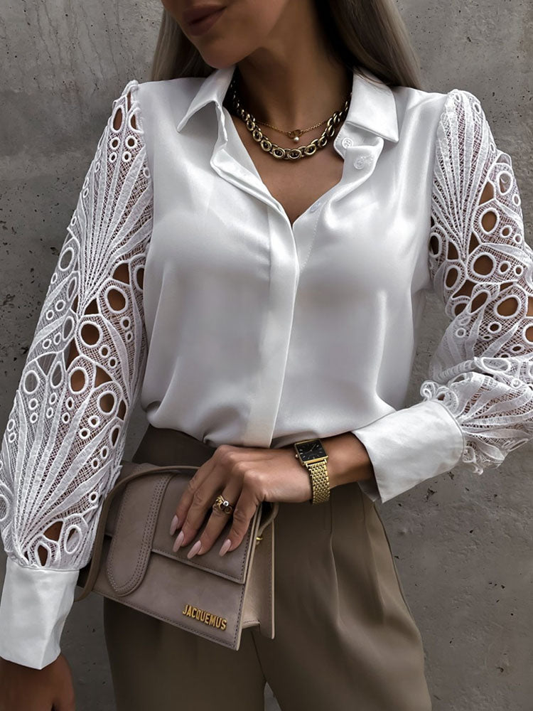 Lace Hollow Out Women Blouse