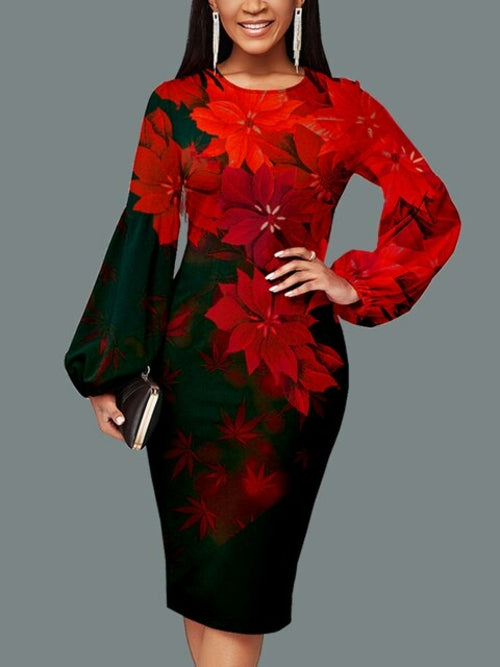 Vestido de fiesta elegante con estampado de hojaldre para mujer