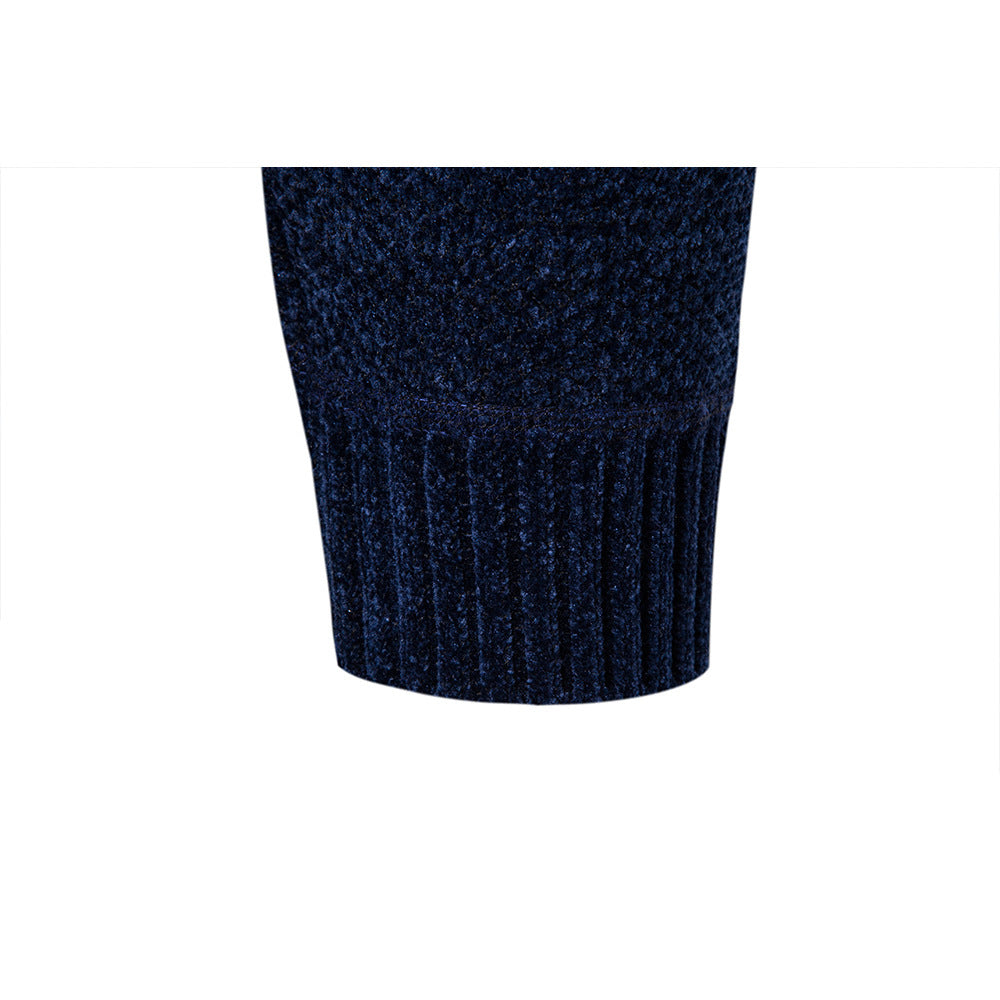 Casual Sweater Men Stand Collar Striped Color Matching Long Sleeves