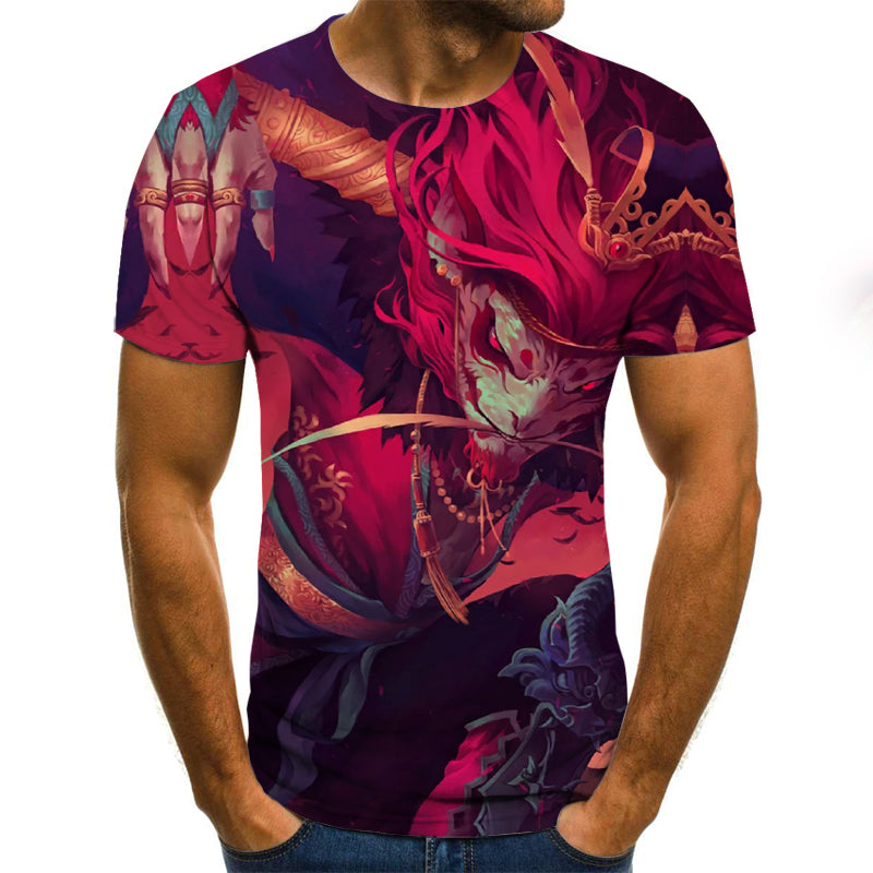 Camiseta de cuello redondo de manga corta casual de moda de impresión digital