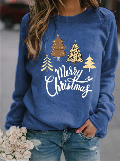 Letter Print Round Neck Hoodless Sweater Women