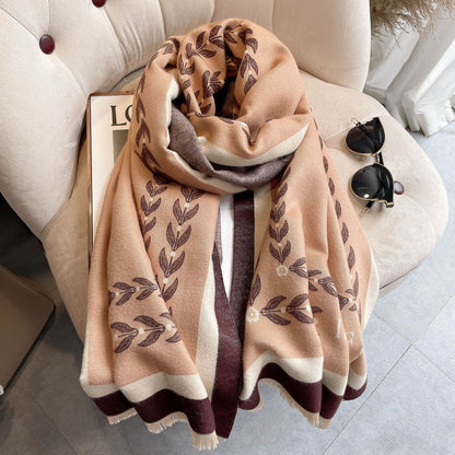 Elegant Cashmere Scarf Color Matching Long Warm And Thick