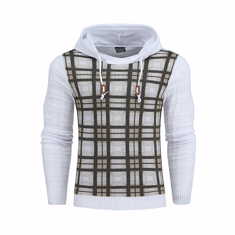 Suéter con capucha de punto para hombre Sudaderas con capucha de inserción de color elástico 3D
