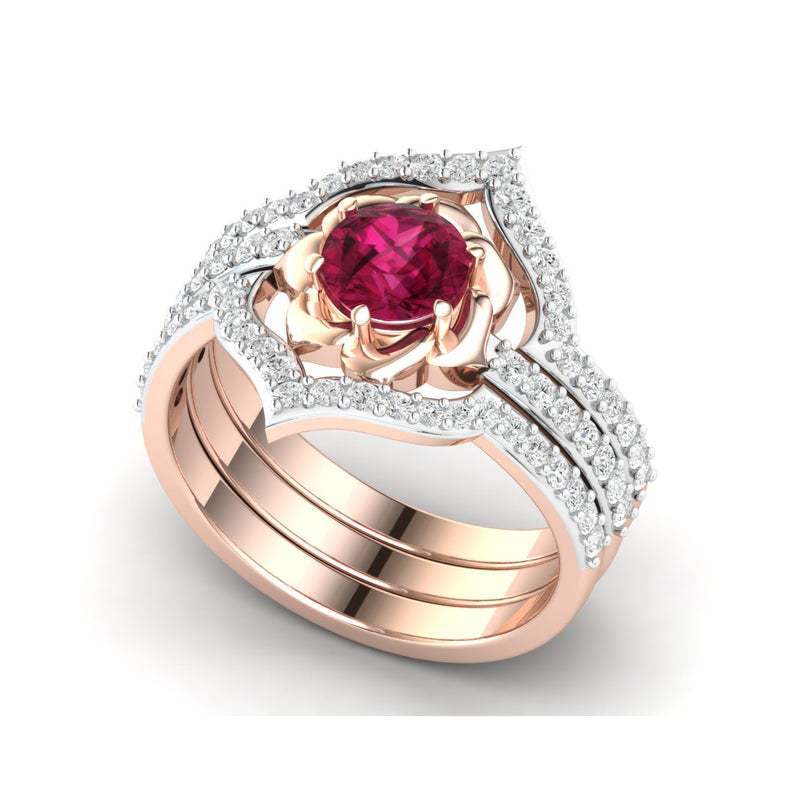 Anillo de flor de oro rosa