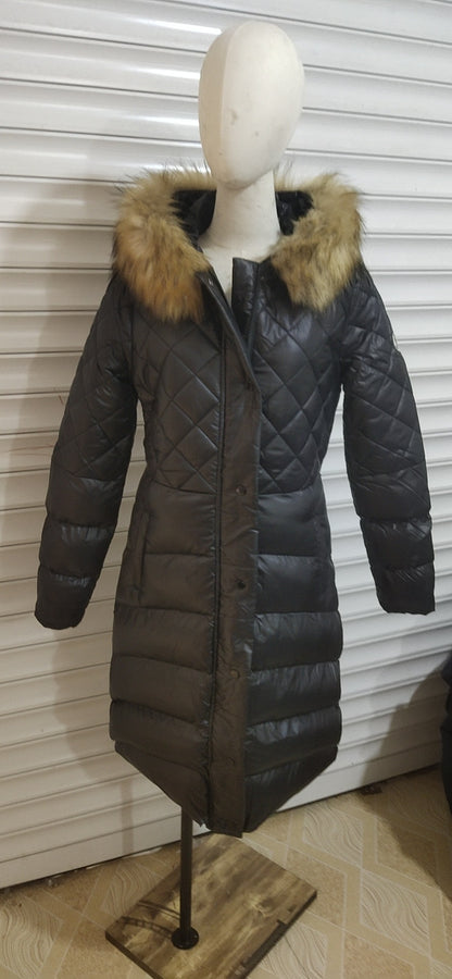 Slim Down Coat With Large Fur Collar Imitation Raccoon