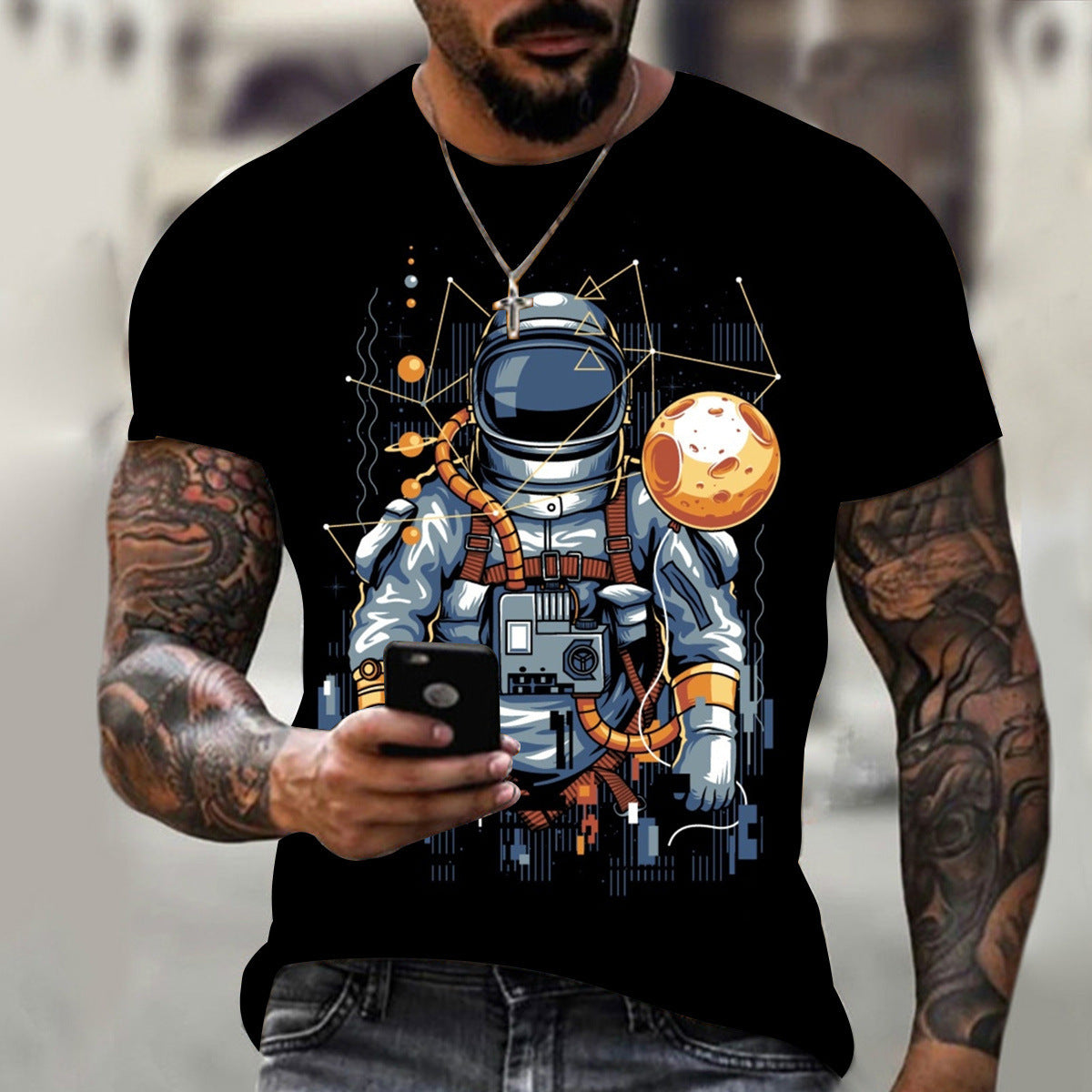 Camiseta casual de manga corta con estampado 3D para hombre