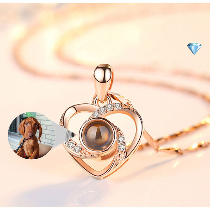 S925 Silver Projection Necklace Heart Shape 100 Languages I Love You Necklace