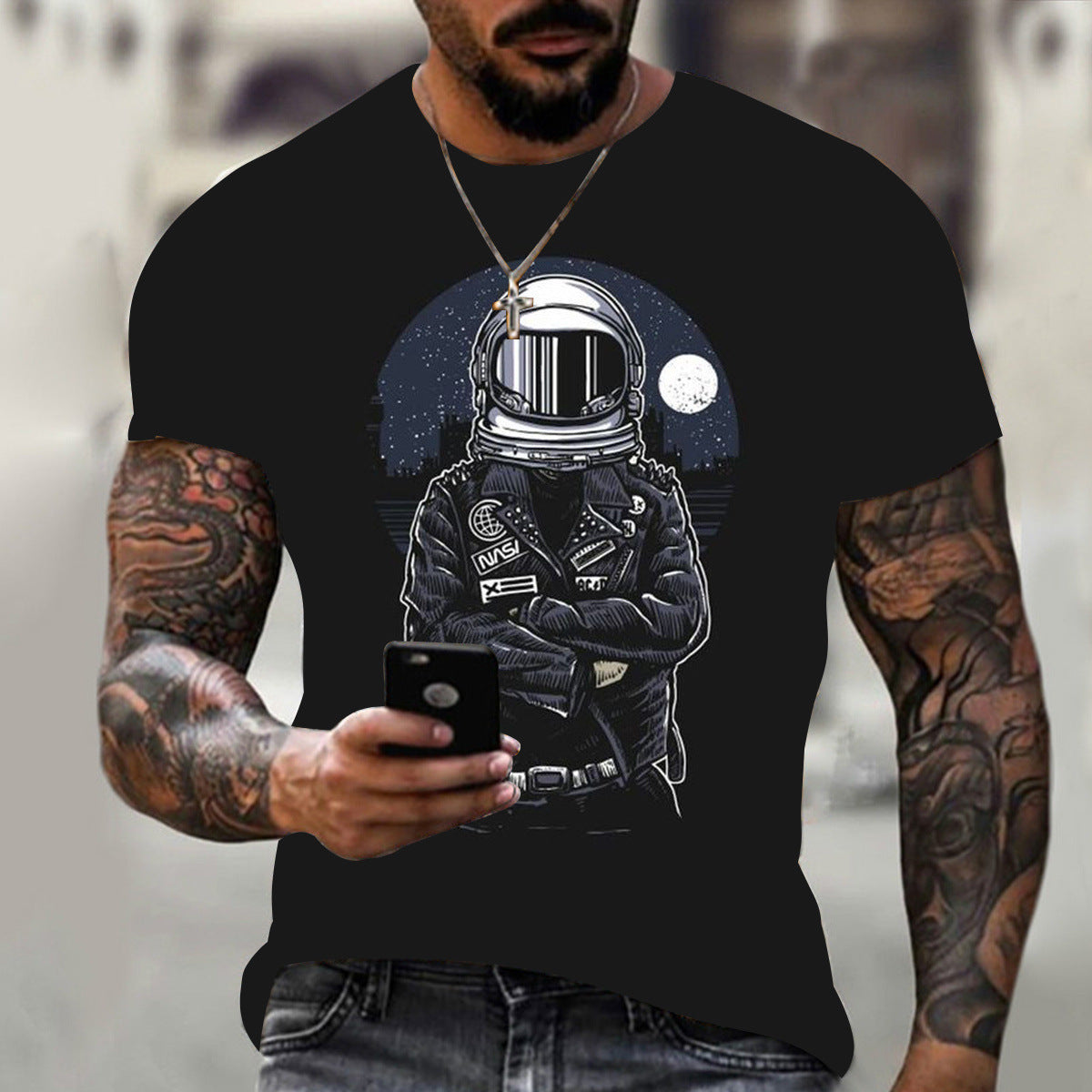 Camiseta casual de manga corta con estampado 3D para hombre