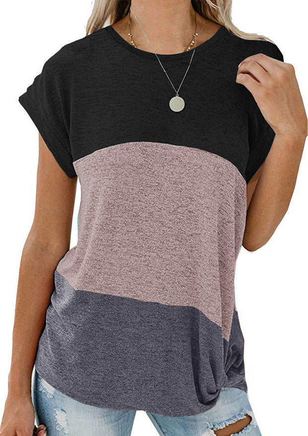 Camiseta informal con manga de muñeca y cuello redondo para mujer