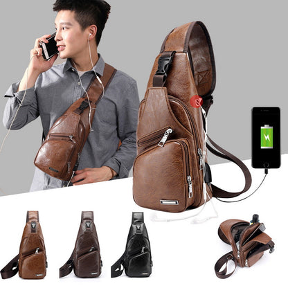 Men USB Charging Shoulder Bag