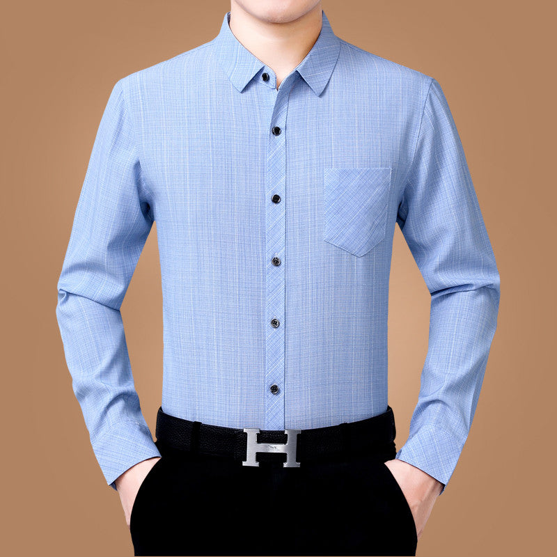 Camisa de manga larga de lino para hombre Camisa sin plancha con bolsillos de algodón y lino