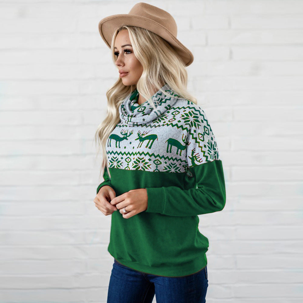 Ladies Winter Long Sleeve Pullover Sweater Printed Casual