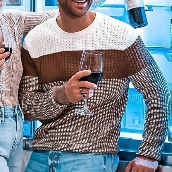 Hombres Blanco Marrón Estilo Británico Moda Casual