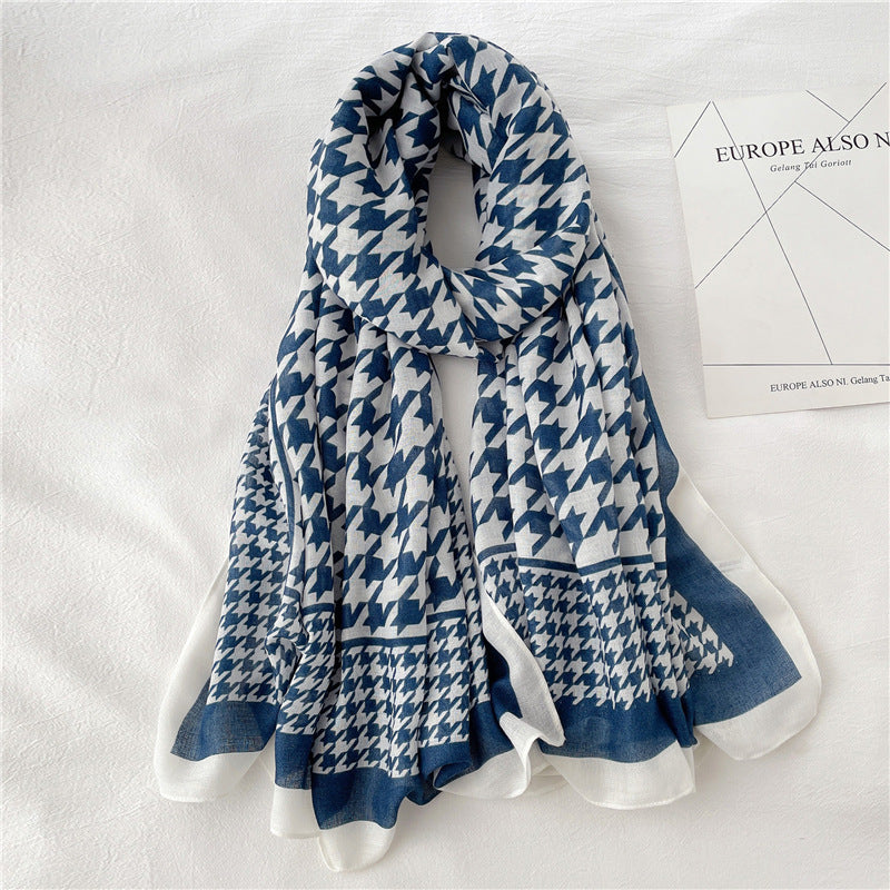 Fake Travel Shawl Geometric Plaid Scarf