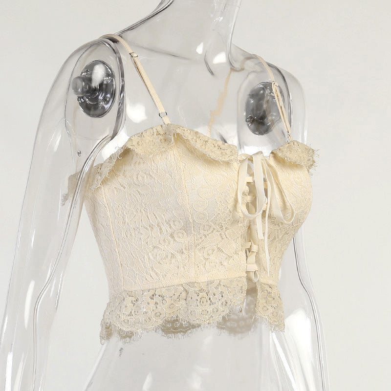 Chaleco con correa en el pecho con volantes de encaje