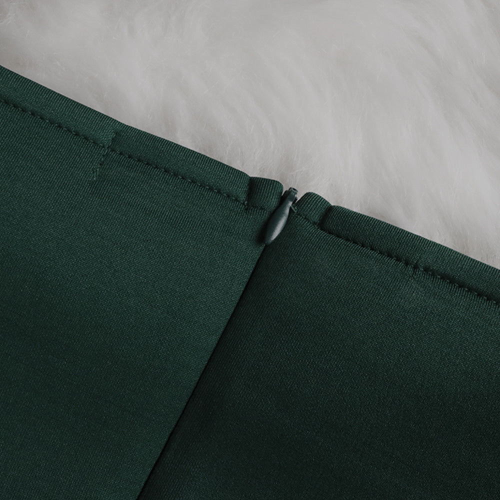 Vestido de noche verde ajustado de talla grande para mujer con puntas abiertas