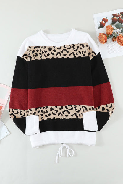 Leopard Print Color Blocking Sweater