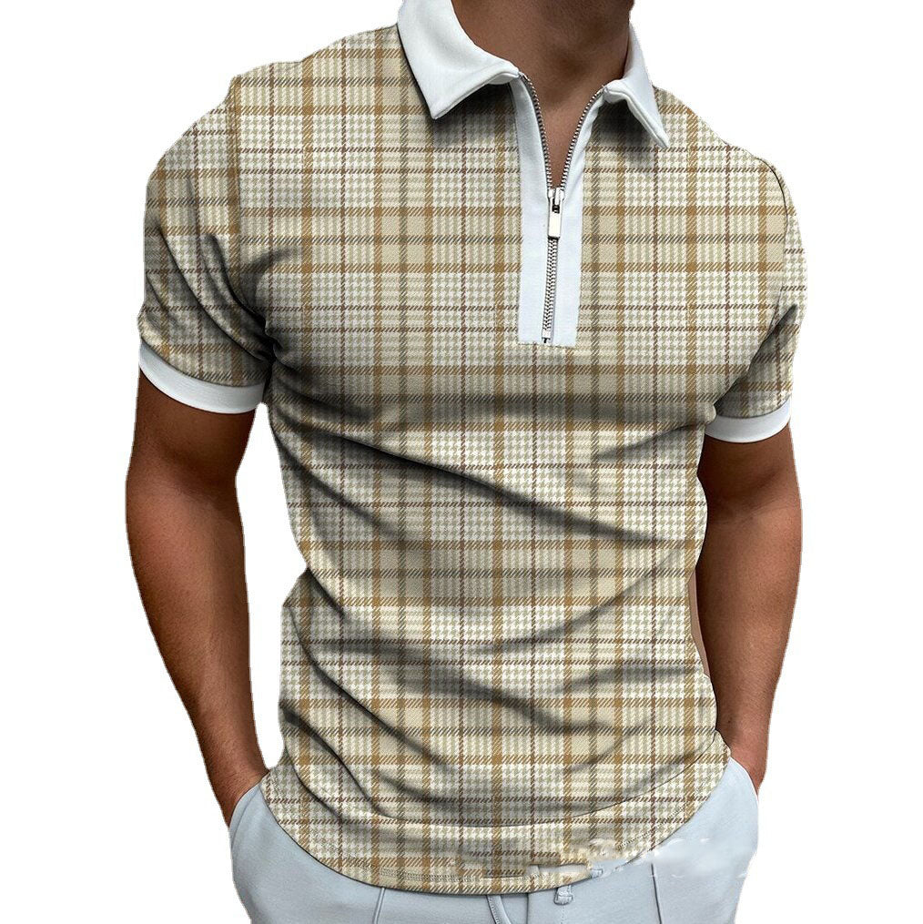 Hommes Polo T-Shirt Fermeture Éclair