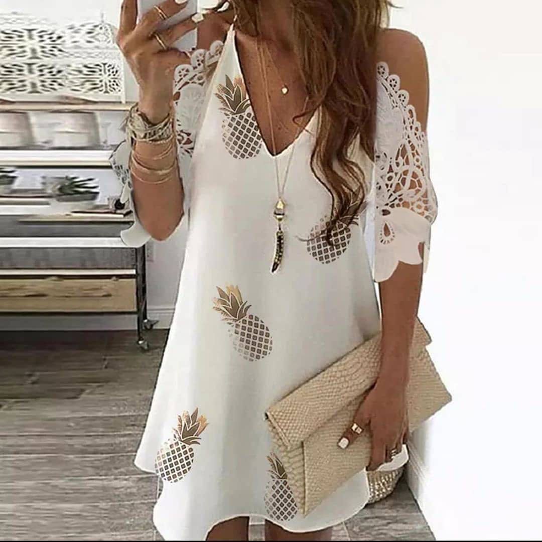 Casual Dress With Sling Cutout Sleeves