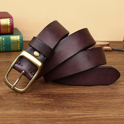 Men's Retro Pure Cowhide Jeans Belt Trend