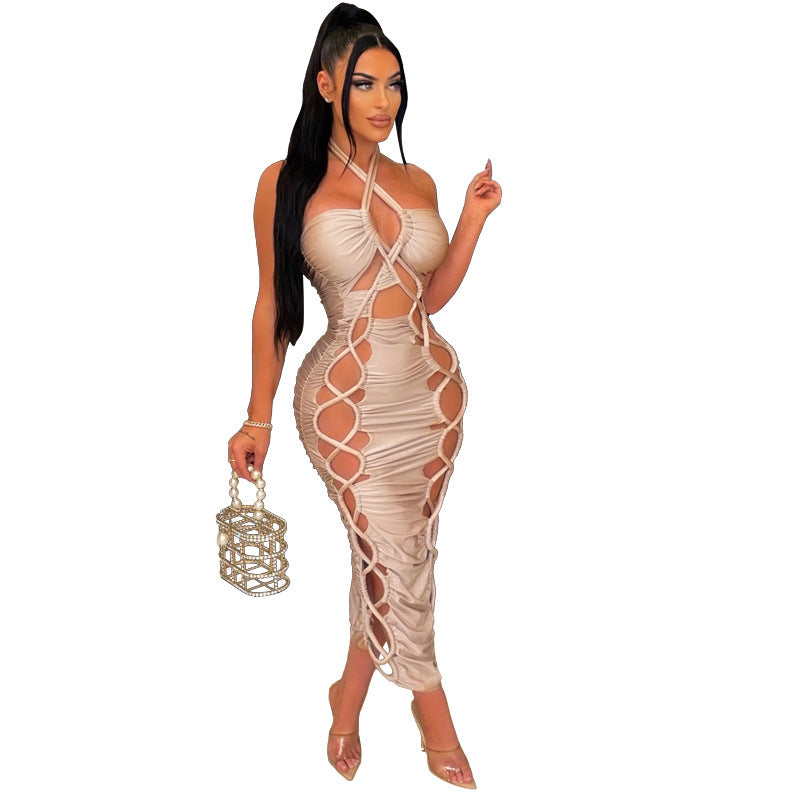 Women's Halter Cut-out Sheath Dress
