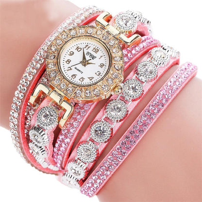 Relogio Mujer Cuarzo PU Cuero Rhinestone Reloj Pulsera