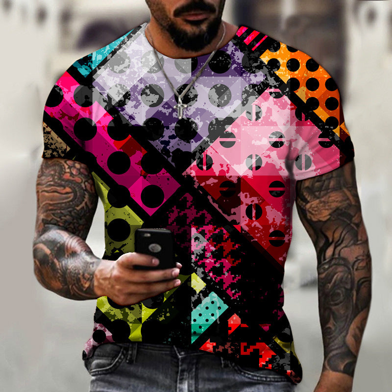 Fashion 3D Digital Printing Short Sleeve