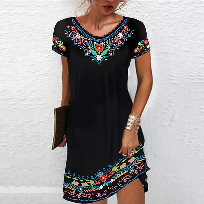 Women's Casual Printed Short Sleeve Dress