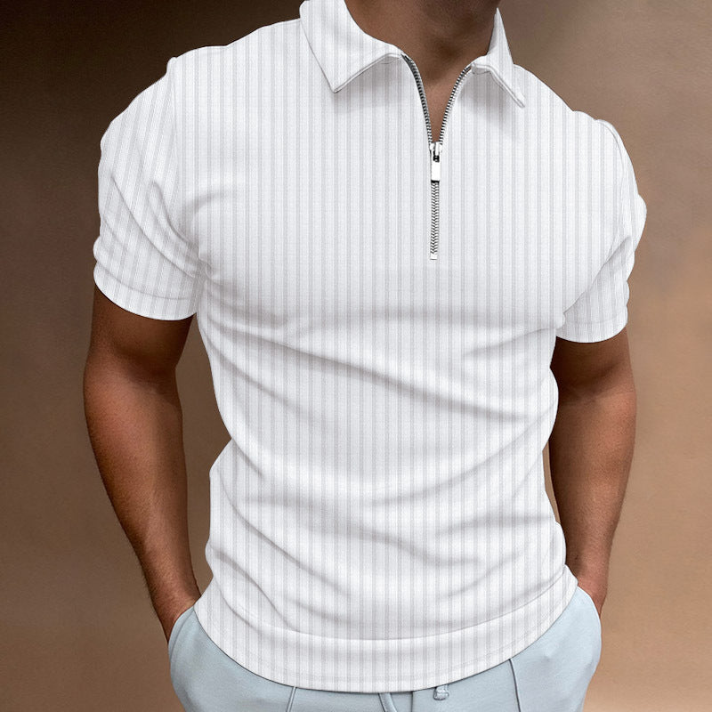 Men's Polo Shirt With Zipper Stripes