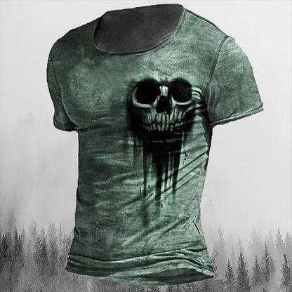 Printed Men's T Shirt Vintage Horror Skull Top