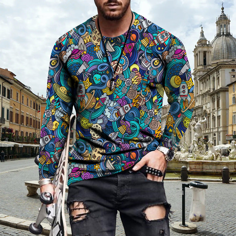 Nouveau produit T-shirt à manches longues pour hommes à impression numérique