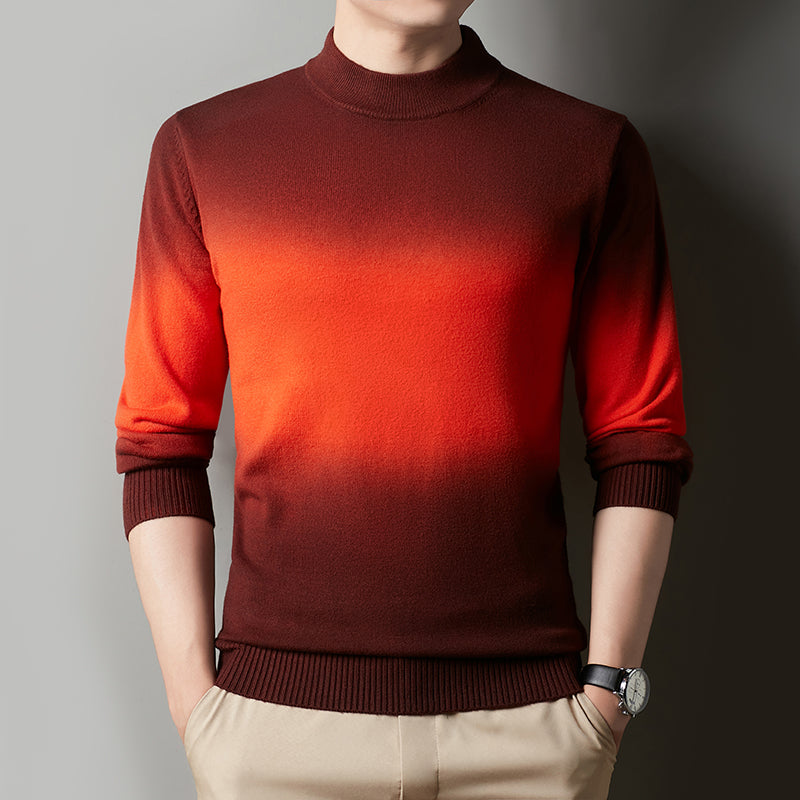 Men's Smudged Half Turtleneck Sweater Bottoming Shirt