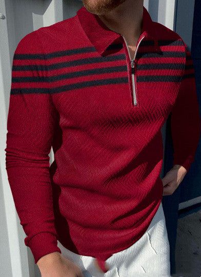 Polo zippé à motif de chaînes pour hommes