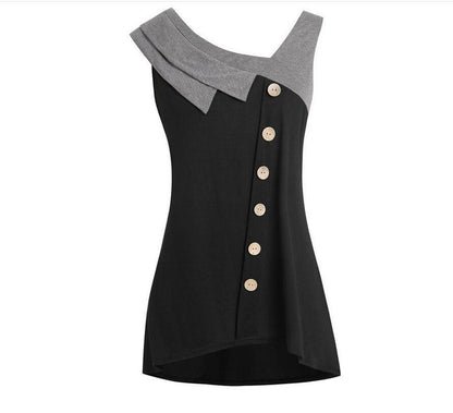 Irregular Color Blocking Shirt With Buttons Plus Size Vest