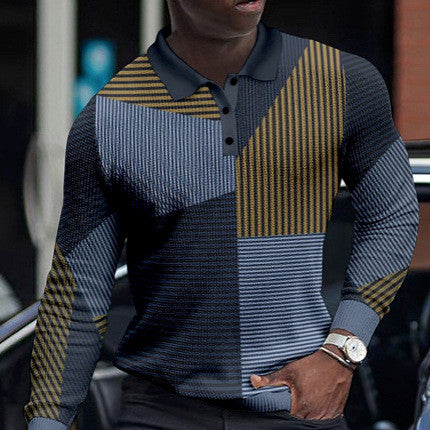 Polo zippé à motif de chaînes pour hommes