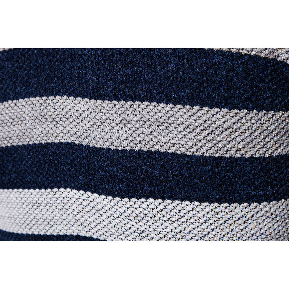 Casual Sweater Men Stand Collar Striped Color Matching Long Sleeves